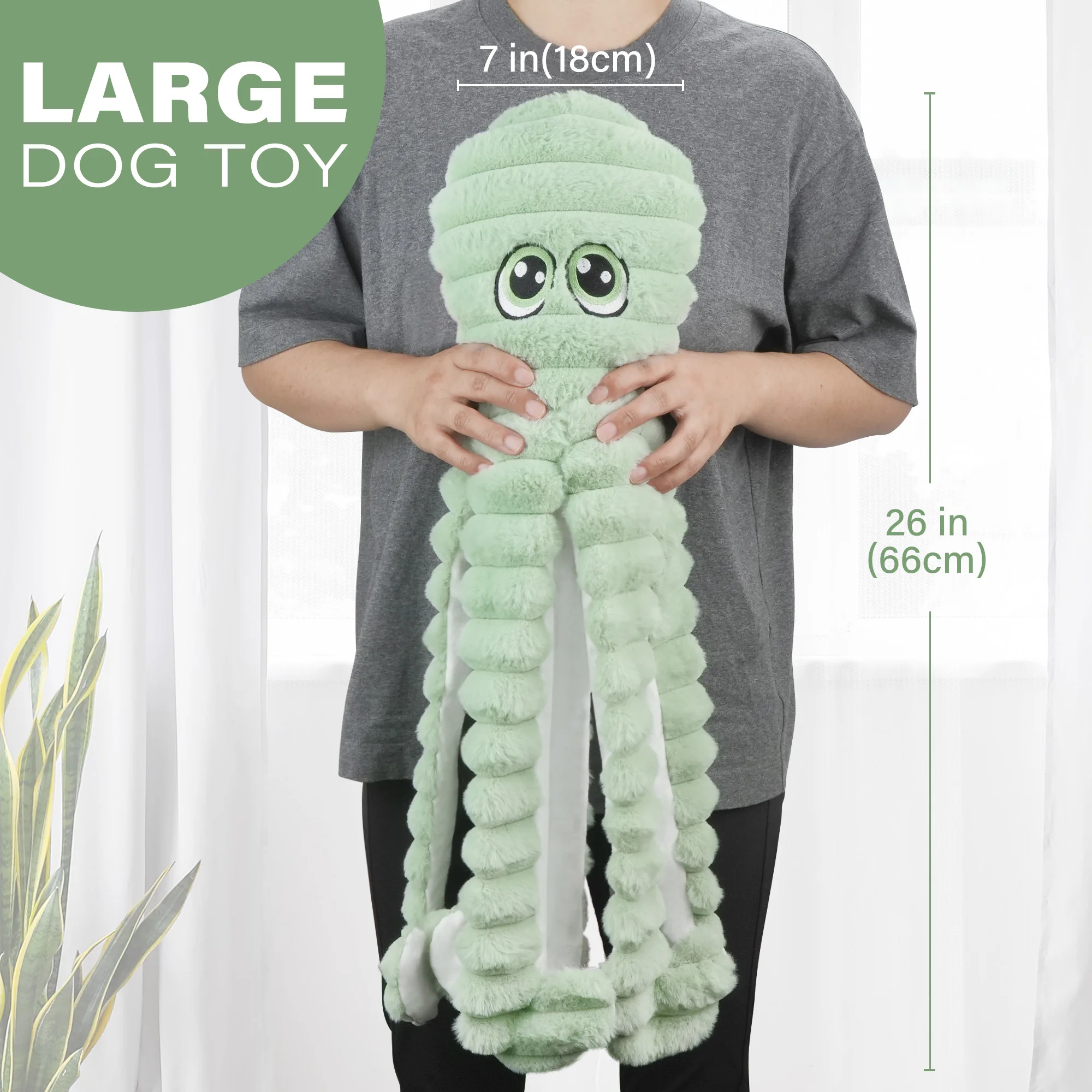 Octopus Design Pet Grinding Teeth Squeaky Plush Toy, - Image 2
