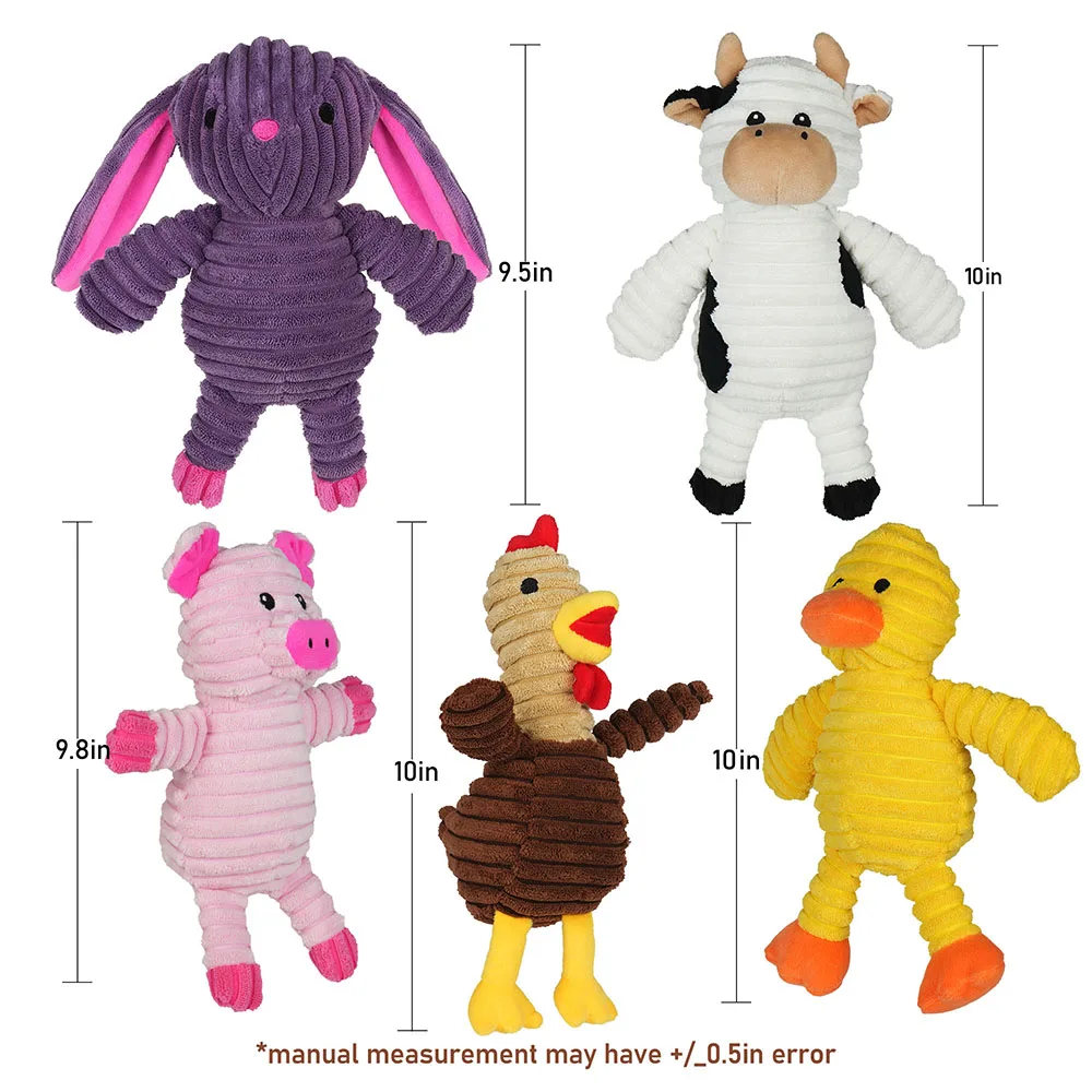 5-Pack Plush Squeaky Dog Toys - Image 2