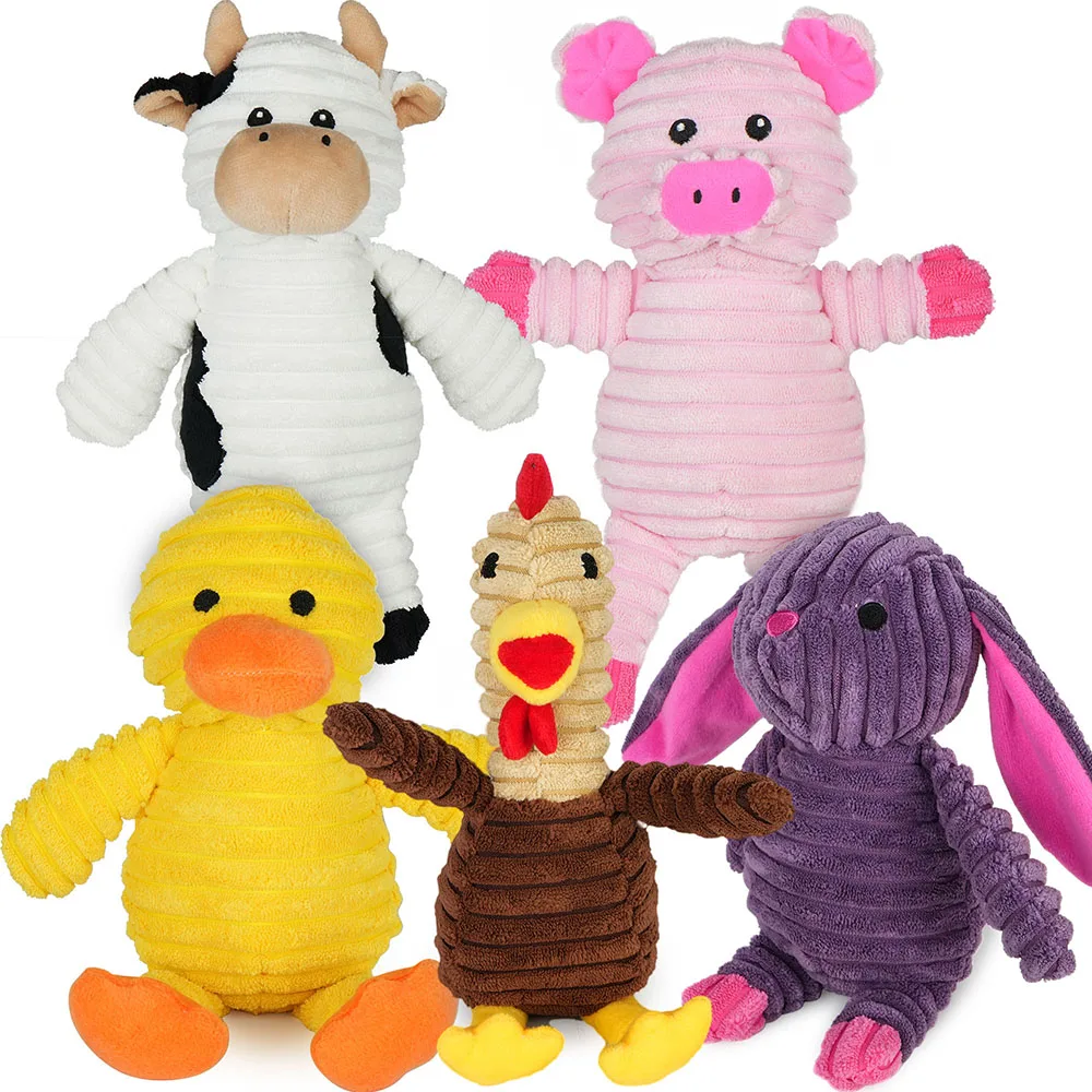 5-Pack Plush Squeaky Dog Toys - Image 1